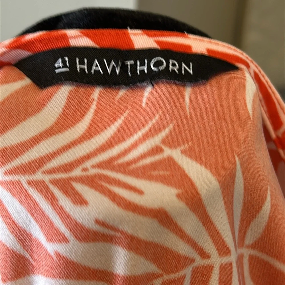 41 Hawthorn Orange and White Leaf Print Dress - Picture 7 of 9